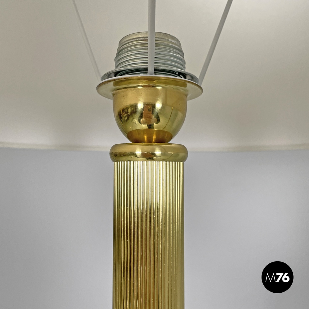 Italian mid-century modern floor lamps white fabric and brass Lam Bologna, 1960s