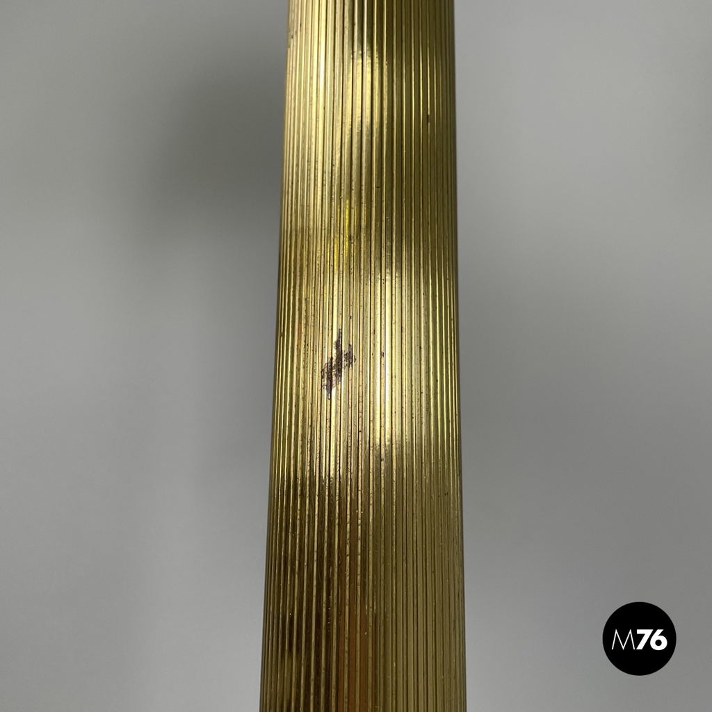 Italian mid-century modern floor lamps white fabric and brass Lam Bologna, 1960s