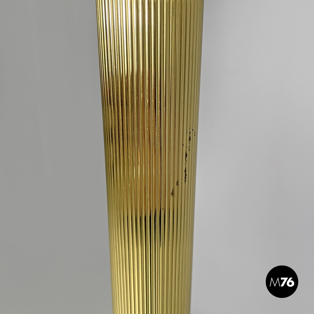 Italian mid-century modern floor lamps white fabric and brass Lam Bologna, 1960s