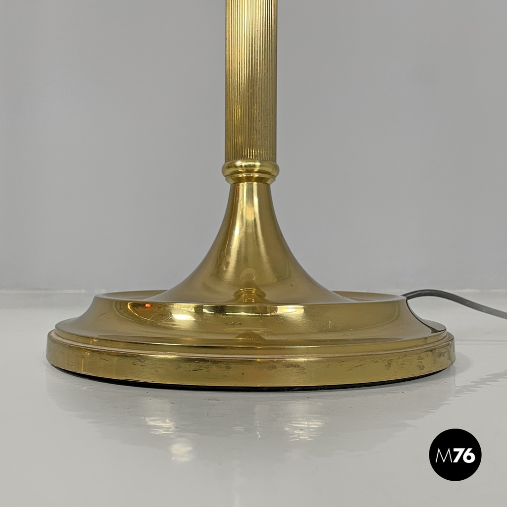 Italian mid-century modern floor lamps white fabric and brass Lam Bologna, 1960s