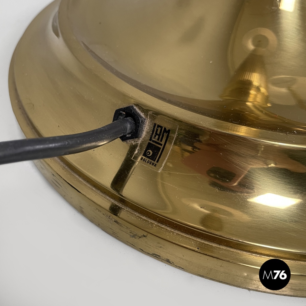 Italian mid-century modern floor lamps white fabric and brass Lam Bologna, 1960s