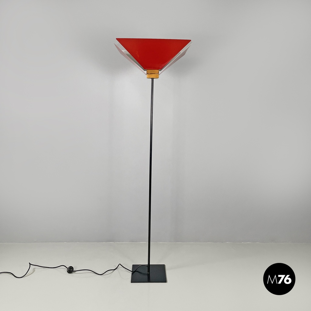 Italian modern floor lamp Kasuko in red metal by De Pas D’Urbino Lomazzi, 1970s