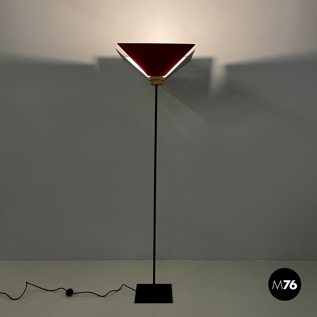 Italian modern floor lamp Kasuko in red metal by De Pas D’Urbino Lomazzi, 1970s
