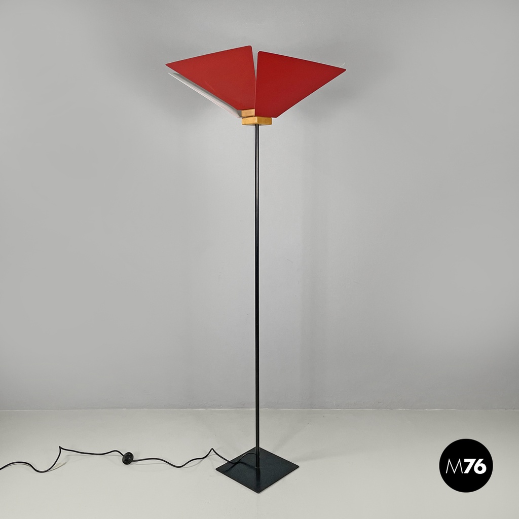 Italian modern floor lamp Kasuko in red metal by De Pas D’Urbino Lomazzi, 1970s