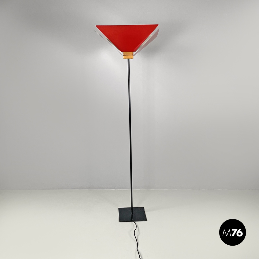 Italian modern floor lamp Kasuko in red metal by De Pas D’Urbino Lomazzi, 1970s
