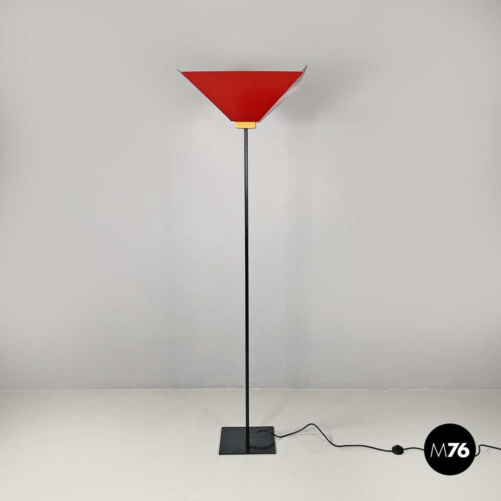 Italian modern floor lamp Kasuko in red metal by De Pas D’Urbino Lomazzi, 1970s