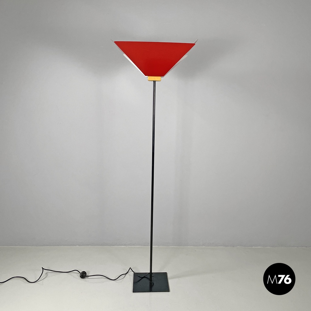 Italian modern floor lamp Kasuko in red metal by De Pas D’Urbino Lomazzi, 1970s