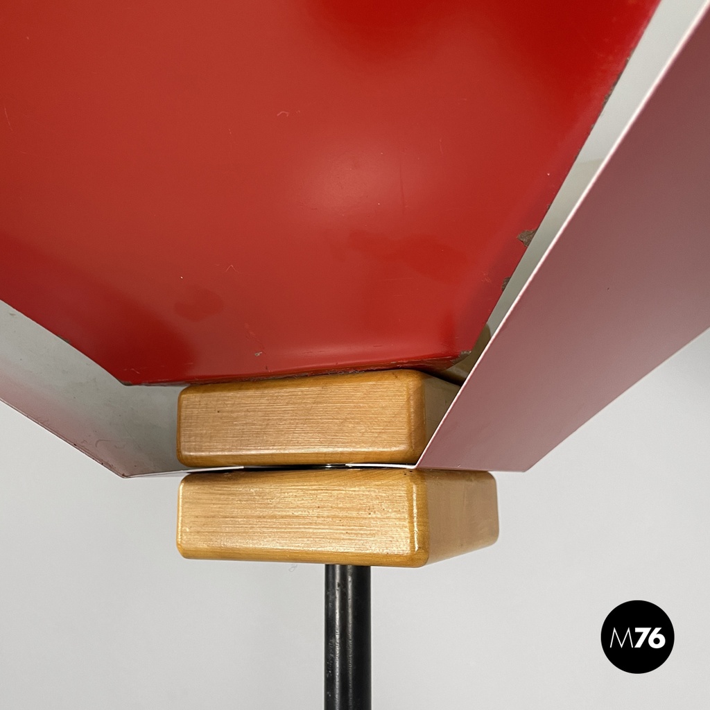 Italian modern floor lamp Kasuko in red metal by De Pas D’Urbino Lomazzi, 1970s