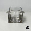 Italian modern glass and metal ice bucket with pliers by Zani & Zani, 1980s
