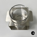 Italian modern glass and metal ice bucket with pliers by Zani & Zani, 1980s