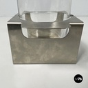 Italian modern glass and metal ice bucket with pliers by Zani & Zani, 1980s