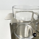 Italian modern glass and metal ice bucket with pliers by Zani & Zani, 1980s