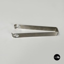 Italian modern glass and metal ice bucket with pliers by Zani & Zani, 1980s