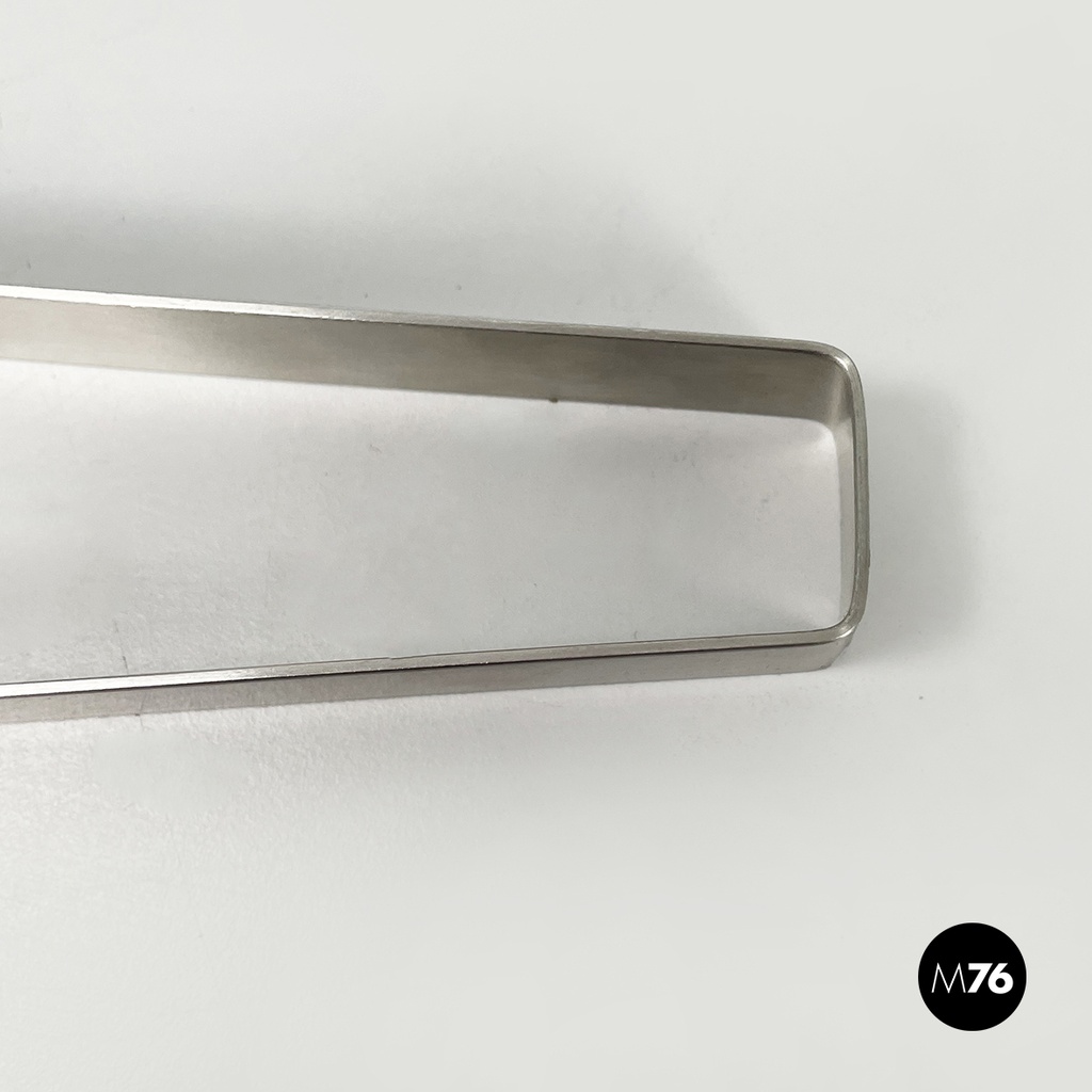 Italian modern glass and metal ice bucket with pliers by Zani & Zani, 1980s