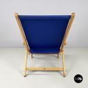 Italian mid-century Deck chair in blue fabric and wood by fratelli Reguitti 1960