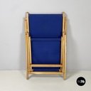 Italian mid-century Deck chair in blue fabric and wood by fratelli Reguitti 1960