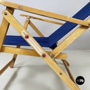 Italian mid-century Deck chair in blue fabric and wood by fratelli Reguitti 1960