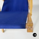 Italian mid-century Deck chair in blue fabric and wood by fratelli Reguitti 1960
