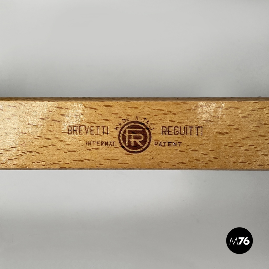 Italian mid-century Deck chair in blue fabric and wood by fratelli Reguitti 1960