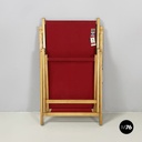 Italian mid-century Deck chair in red fabric and wood by fratelli Reguitti 1960s