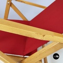 Italian mid-century Deck chair in red fabric and wood by fratelli Reguitti 1960s