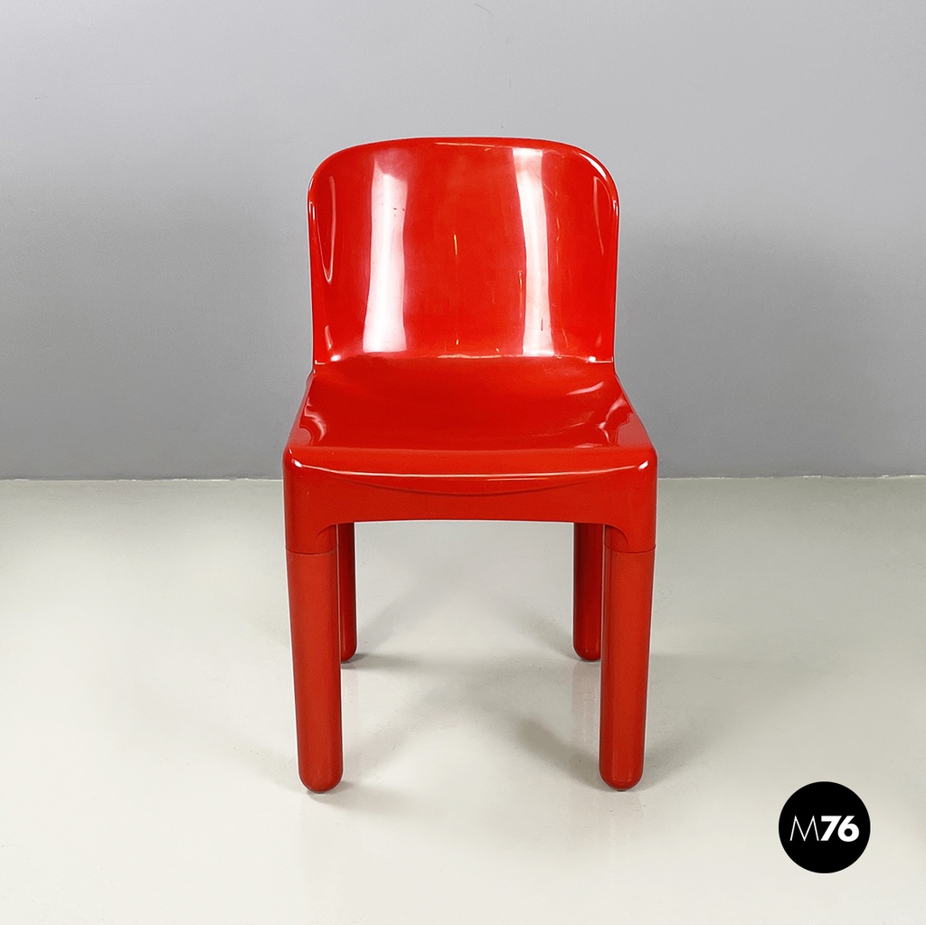 Italian modern red plastic chairs 1050 by Marcello Siard for Longato, 1970s