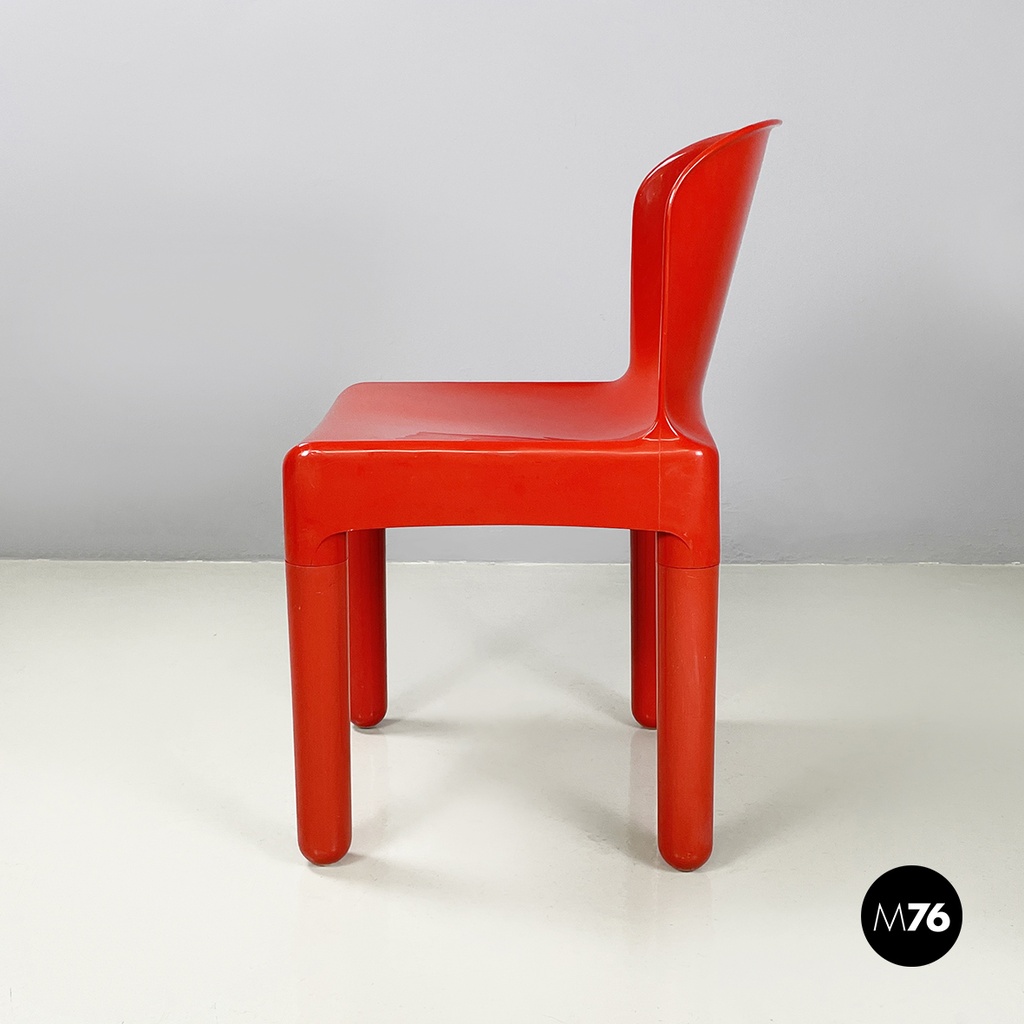 Italian modern red plastic chairs 1050 by Marcello Siard for Longato, 1970s