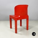 Italian modern red plastic chairs 1050 by Marcello Siard for Longato, 1970s