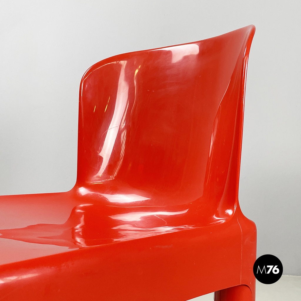 Italian modern red plastic chairs 1050 by Marcello Siard for Longato, 1970s