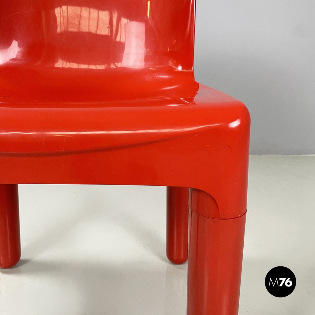 Italian modern red plastic chairs 1050 by Marcello Siard for Longato, 1970s