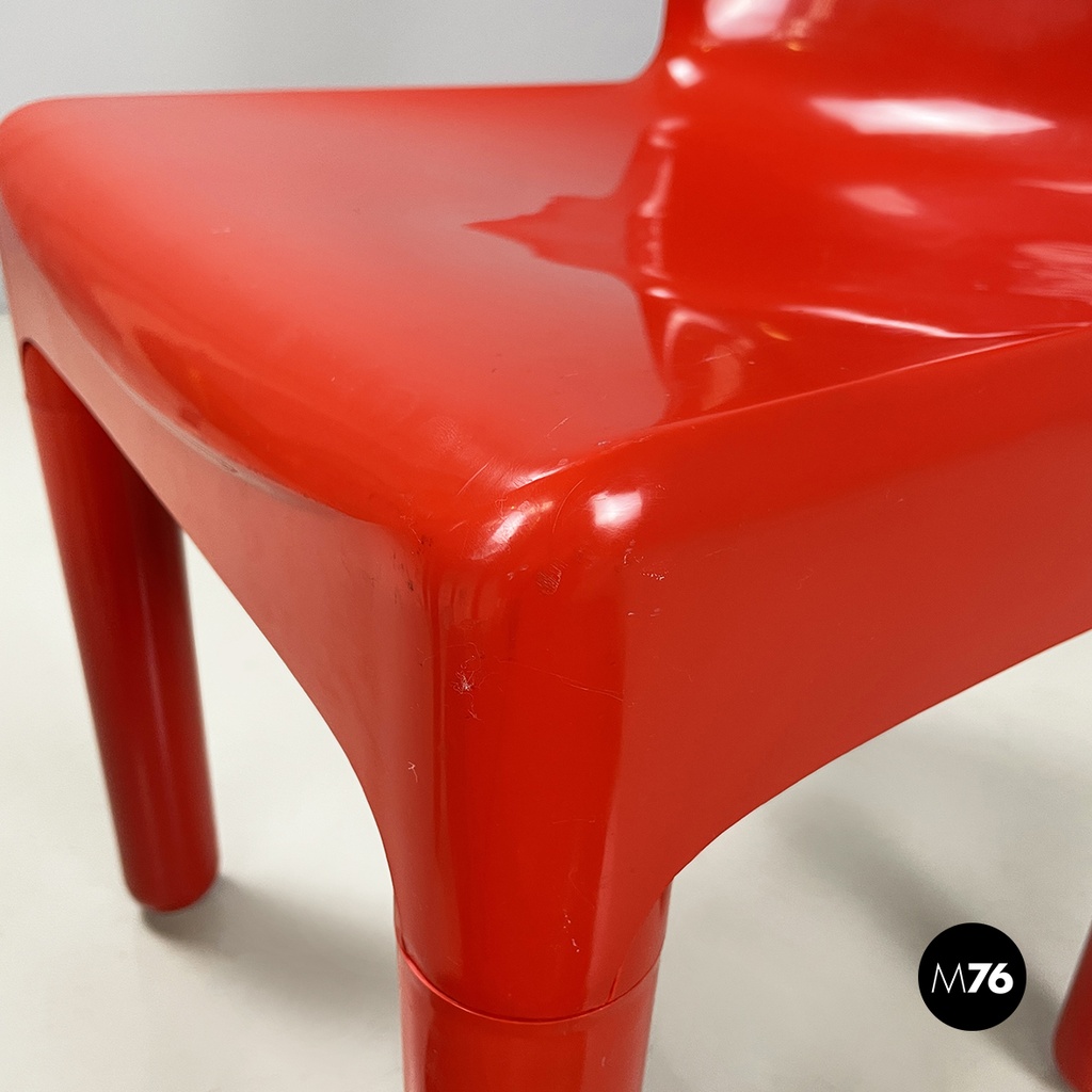 Italian modern red plastic chairs 1050 by Marcello Siard for Longato, 1970s