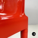 Italian modern red plastic chairs 1050 by Marcello Siard for Longato, 1970s