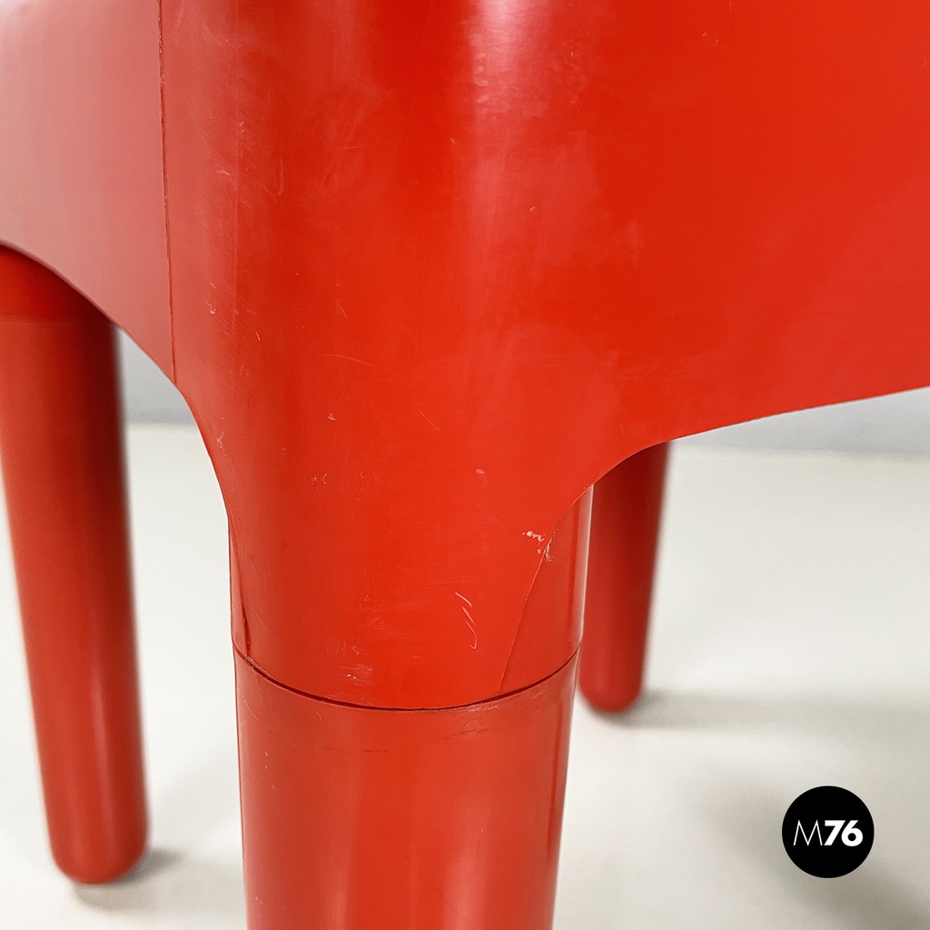 Italian modern red plastic chairs 1050 by Marcello Siard for Longato, 1970s