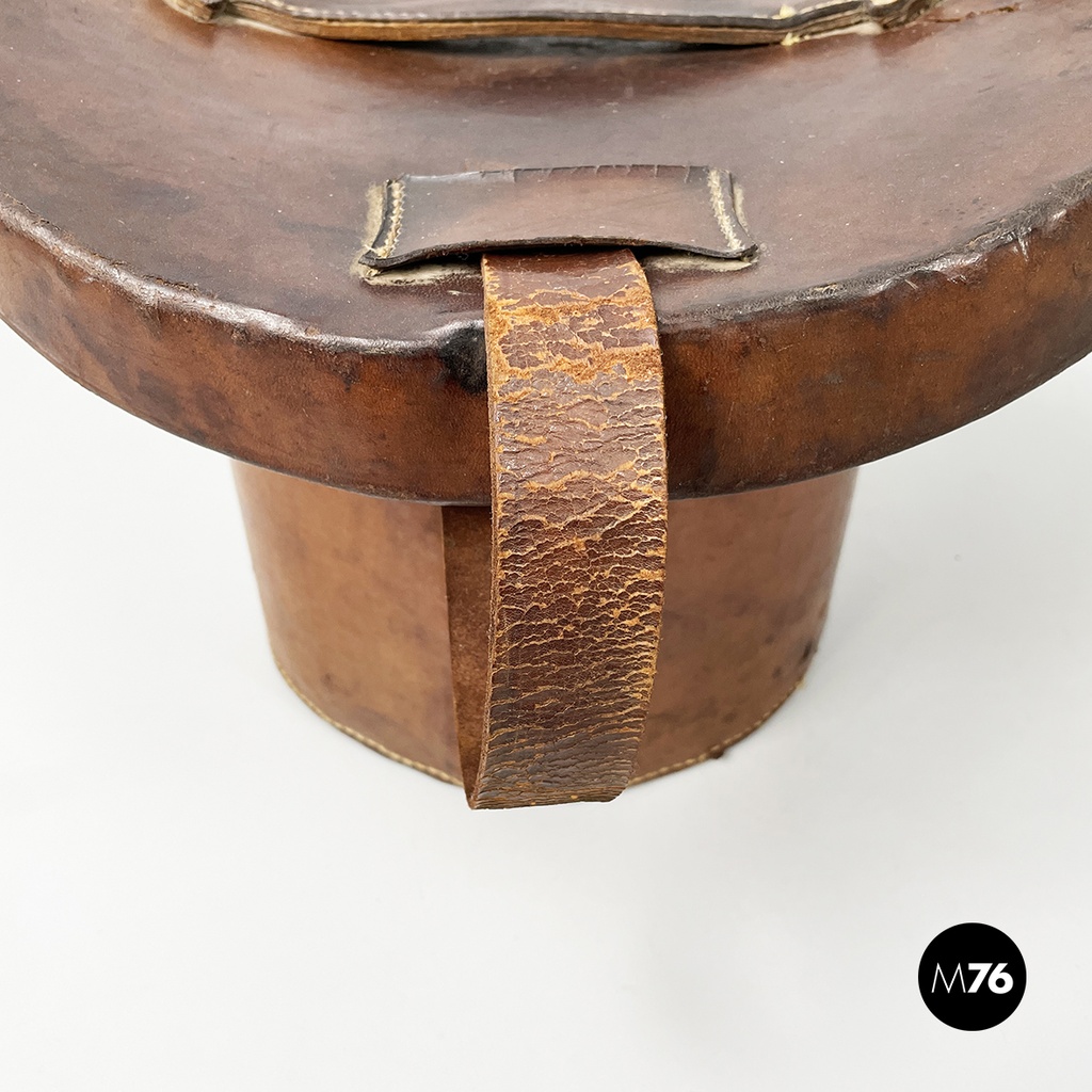 Italian party set with leather hatbox, top hat, mask, pipe and bow tie mid 1900s