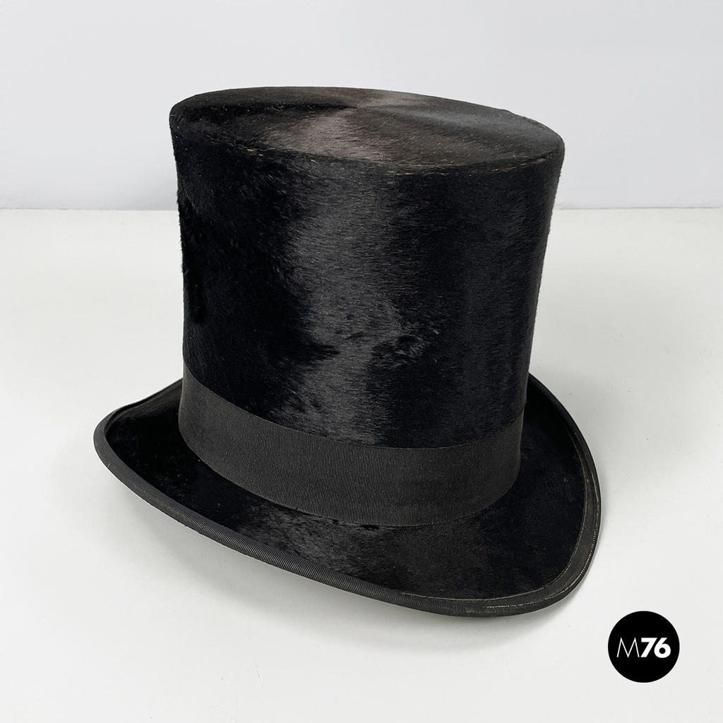 Italian party set with leather hatbox, top hat, mask, pipe and bow tie mid 1900s