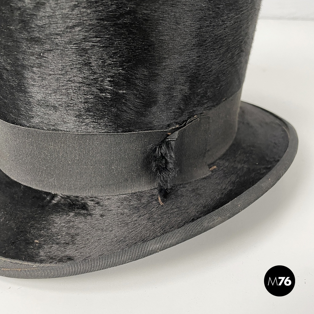 Italian party set with leather hatbox, top hat, mask, pipe and bow tie mid 1900s