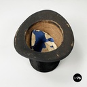 Italian party set with leather hatbox, top hat, mask, pipe and bow tie mid 1900s