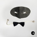 Italian party set with leather hatbox, top hat, mask, pipe and bow tie mid 1900s