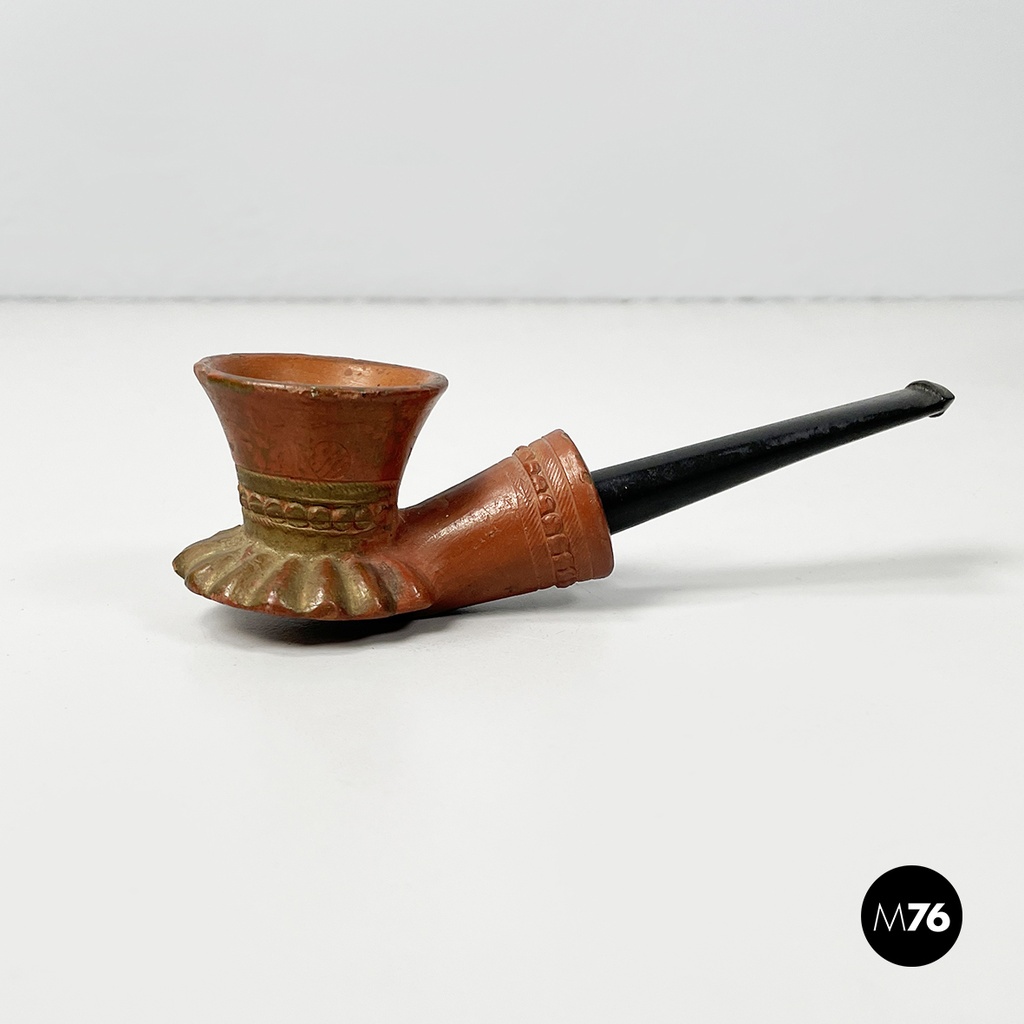 Italian party set with leather hatbox, top hat, mask, pipe and bow tie mid 1900s