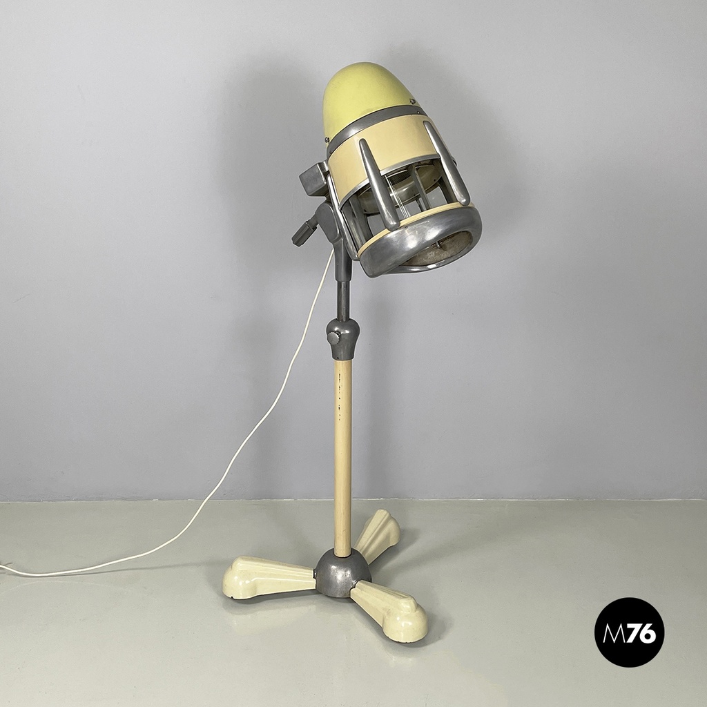 Italian mid-century modern Metal floor standing hairdressing helmet, 1950s