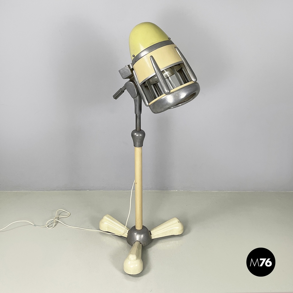 Italian mid-century modern Metal floor standing hairdressing helmet, 1950s
