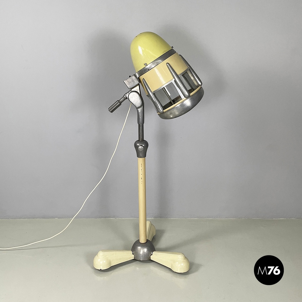 Italian mid-century modern Metal floor standing hairdressing helmet, 1950s