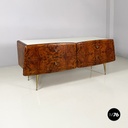 Italian mid-century modern Chest of drawers in wood, glass and brass, 1950s