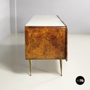 Italian mid-century modern Chest of drawers in wood, glass and brass, 1950s