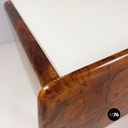 Italian mid-century modern Chest of drawers in wood, glass and brass, 1950s