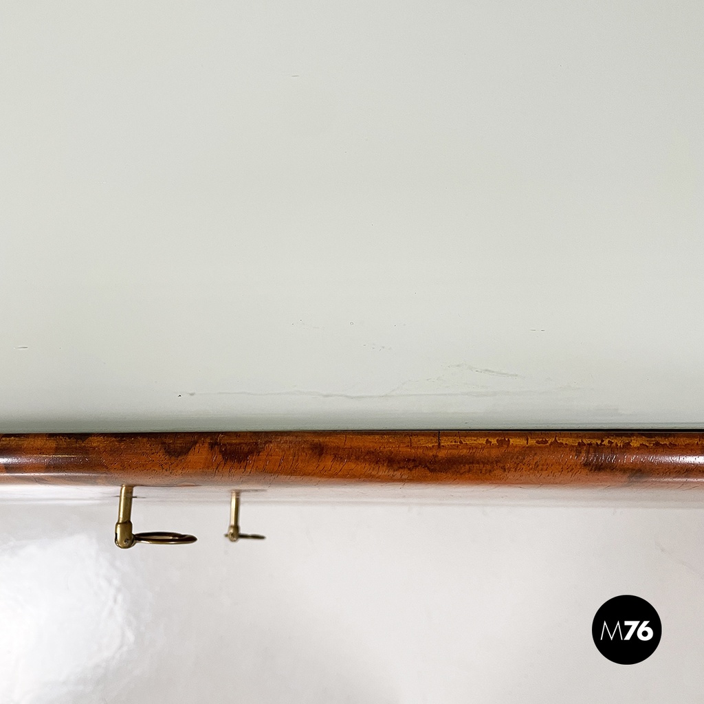 Italian mid-century modern Chest of drawers in wood, glass and brass, 1950s