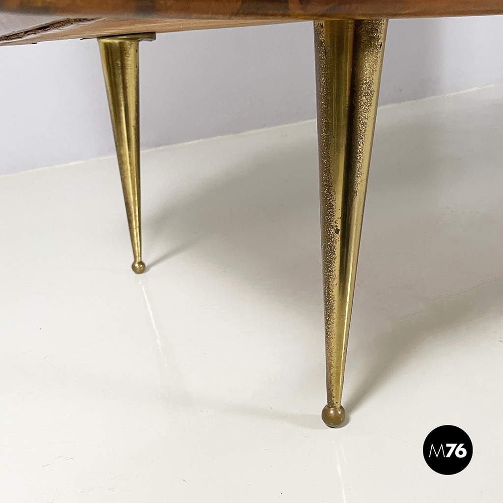 Italian mid-century modern Chest of drawers in wood, glass and brass, 1950s