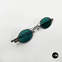 Italian mid-century modern Sunglasses in green glass and metal, mid 1900s