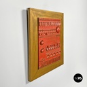 Argentine modern red ceramic golden wood sculpture painting by Carlos Carlè 1974