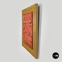 Argentine modern red ceramic golden wood sculpture painting by Carlos Carlè 1974